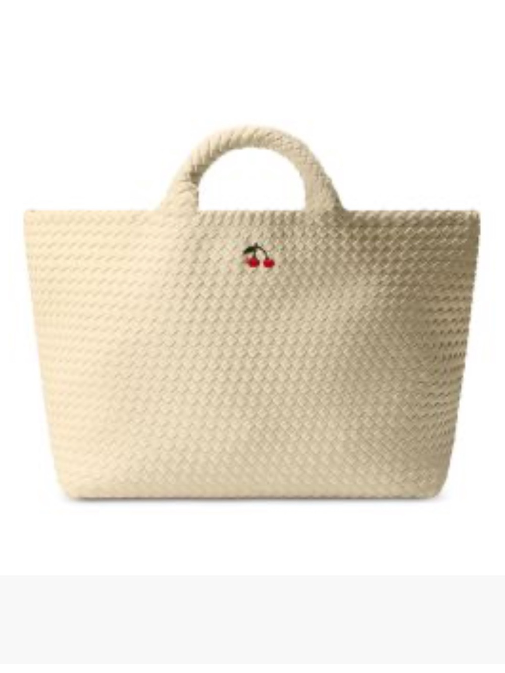 Naghedi Cream Woven Large St BarthTote with Cherry Motif